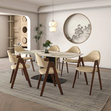 Savor Dining Chair in Polyester with Curved and Open-Back Design in Brown - Elax Furniture