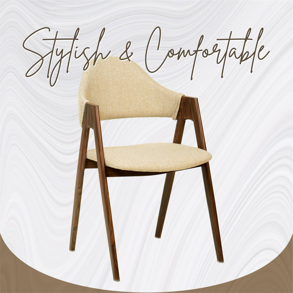 Savor Dining Chair in Polyester with Curved and Open-Back Design in Brown - Elax Furniture