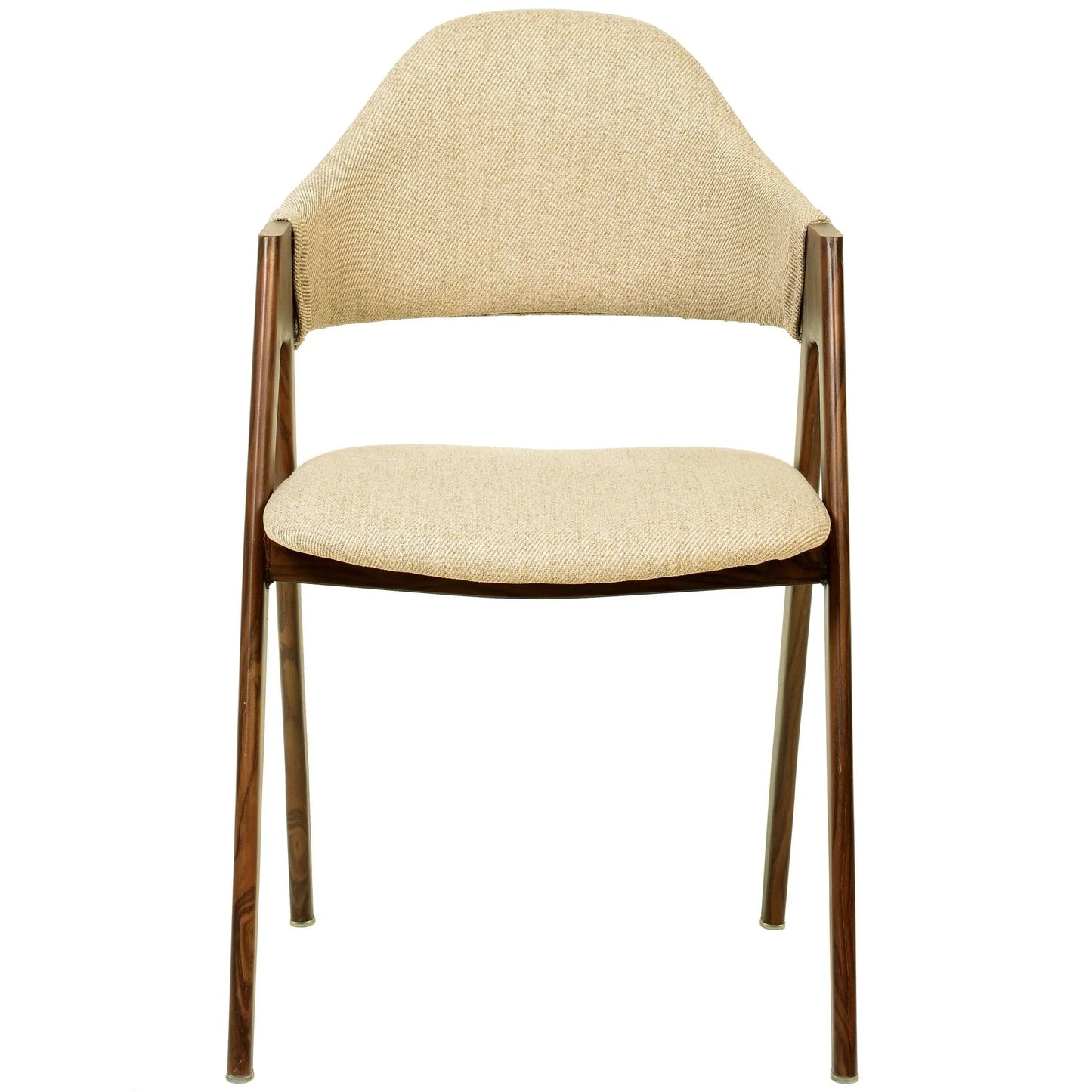 Savor Dining Chair in Polyester with Curved and Open-Back Design in Brown - Elax Furniture
