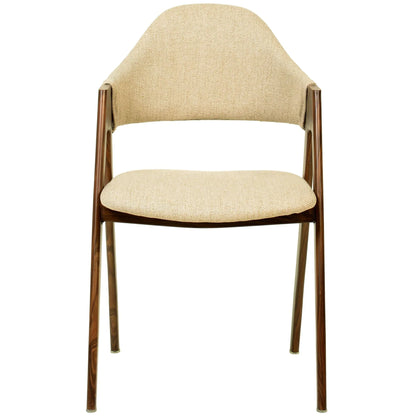 Savor Dining Chair in Polyester with Curved and Open-Back Design in Brown - Elax Furniture