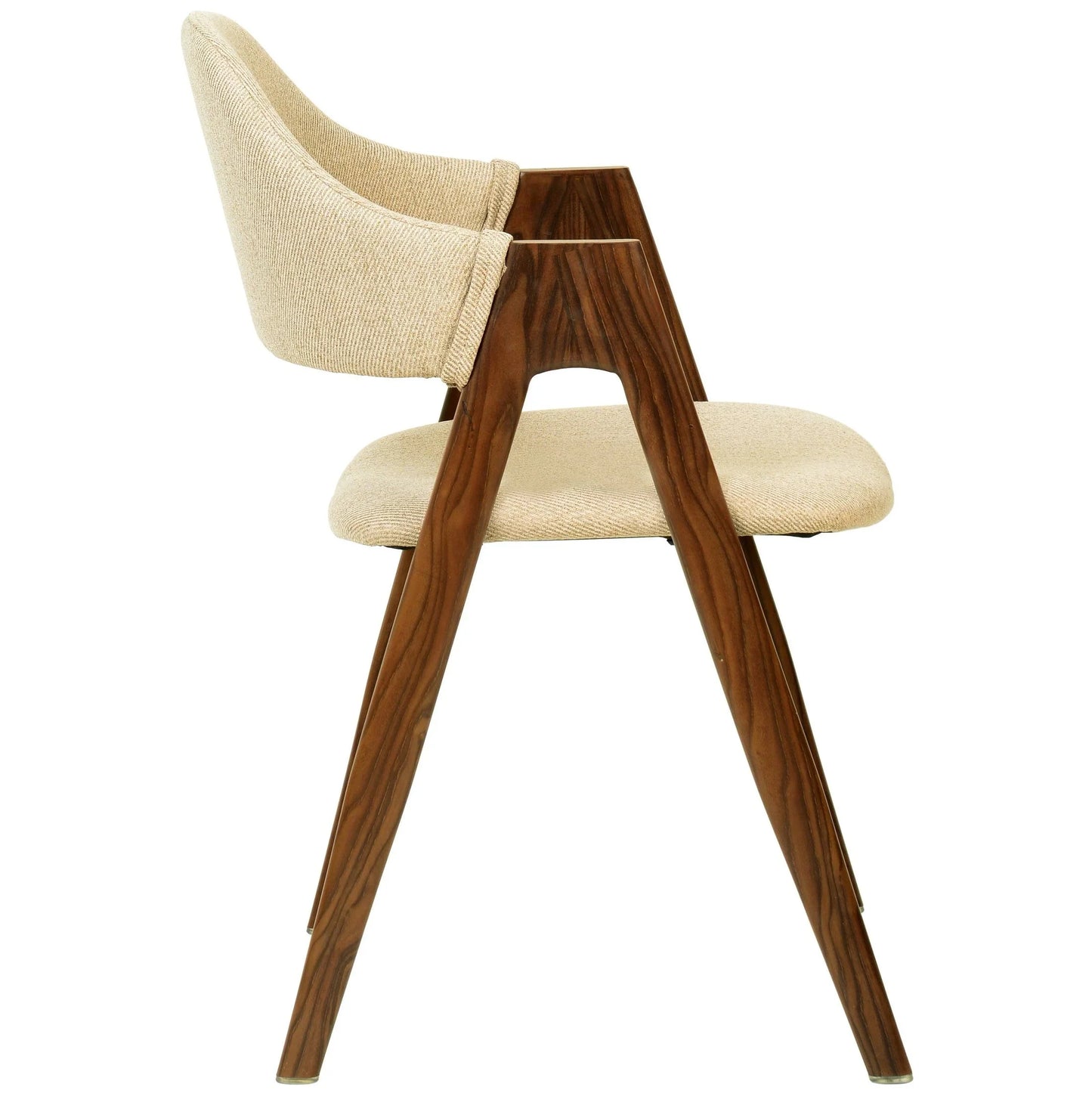 Savor Dining Chair in Polyester with Curved and Open-Back Design in Brown - Elax Furniture