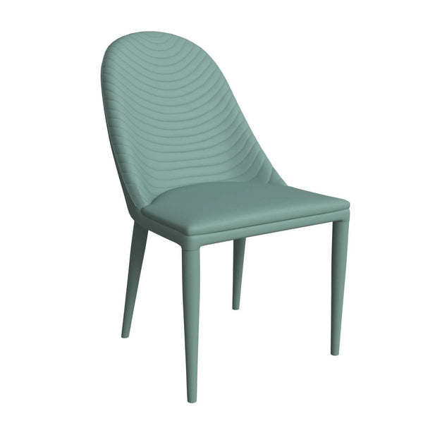 Seville Dining Chair Upholstered in Leather with Metal Legs Covered in Leather Green Dining Chair Leisuremod