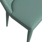 Seville Dining Chair Upholstered in Leather with Metal Legs Covered in Leather Green Dining Chair Leisuremod