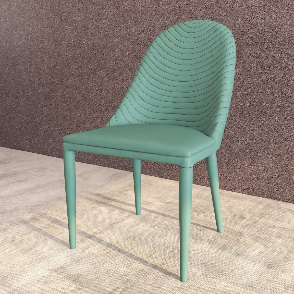 Seville Dining Chair Upholstered in Leather with Metal Legs Covered in Leather Green Dining Chair Leisuremod