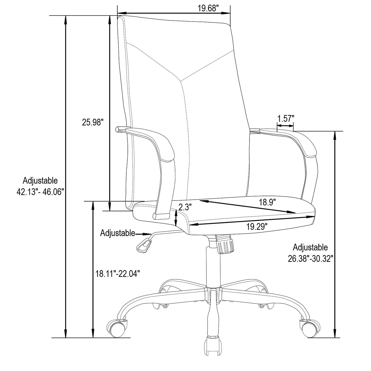 Sonora Modern High-Back Leather Office Chair - Elax Furniture