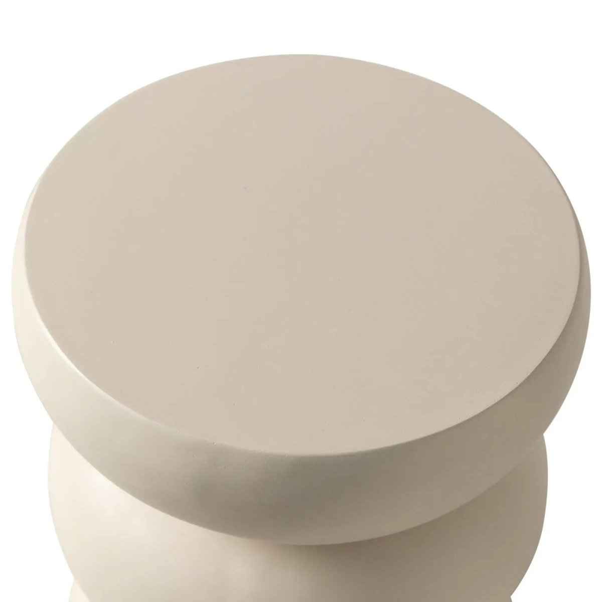 Sonia 13" Round Fiberstone Side Table with Three-Tier Design and Powder-Coated Finish Beige Side Table LeisureMod