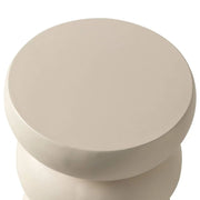 Sonia 13" Round Fiberstone Side Table with Three-Tier Design and Powder-Coated Finish Beige Side Table LeisureMod