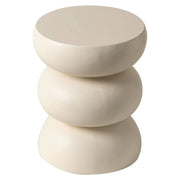 Sonia 13" Round Fiberstone Side Table with Three-Tier Design and Powder-Coated Finish Beige Side Table LeisureMod