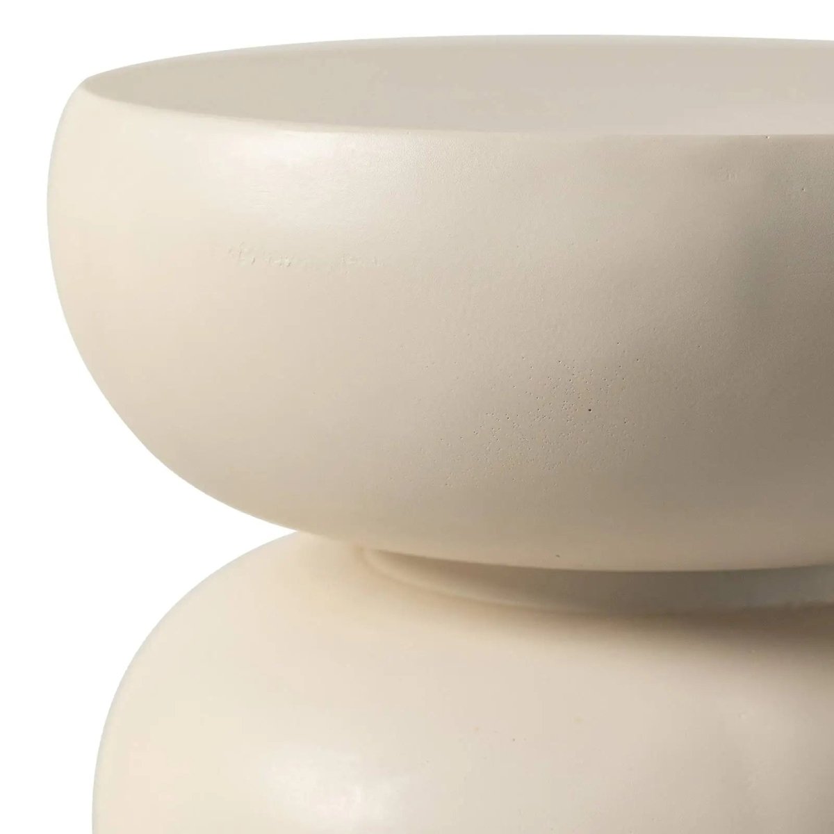 Sonia 13" Round Fiberstone Side Table with Three-Tier Design and Powder-Coated Finish Beige Side Table LeisureMod