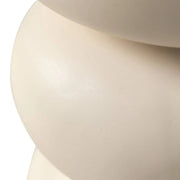 Sonia 13" Round Fiberstone Side Table with Three-Tier Design and Powder-Coated Finish Beige Side Table LeisureMod