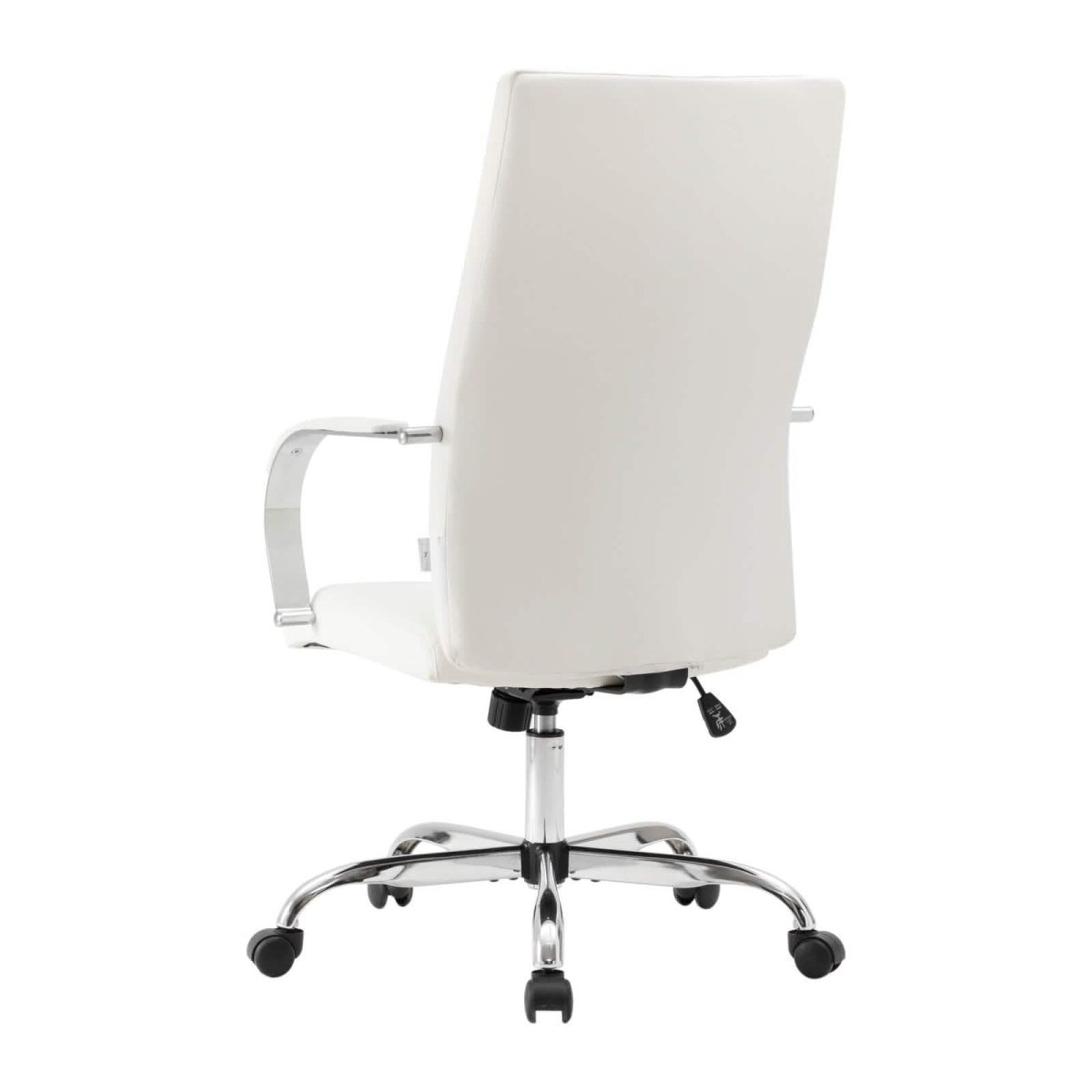 Sonora High-Back Leather Office Chair in Chrome Steel Base White Office Chair Leisuremod