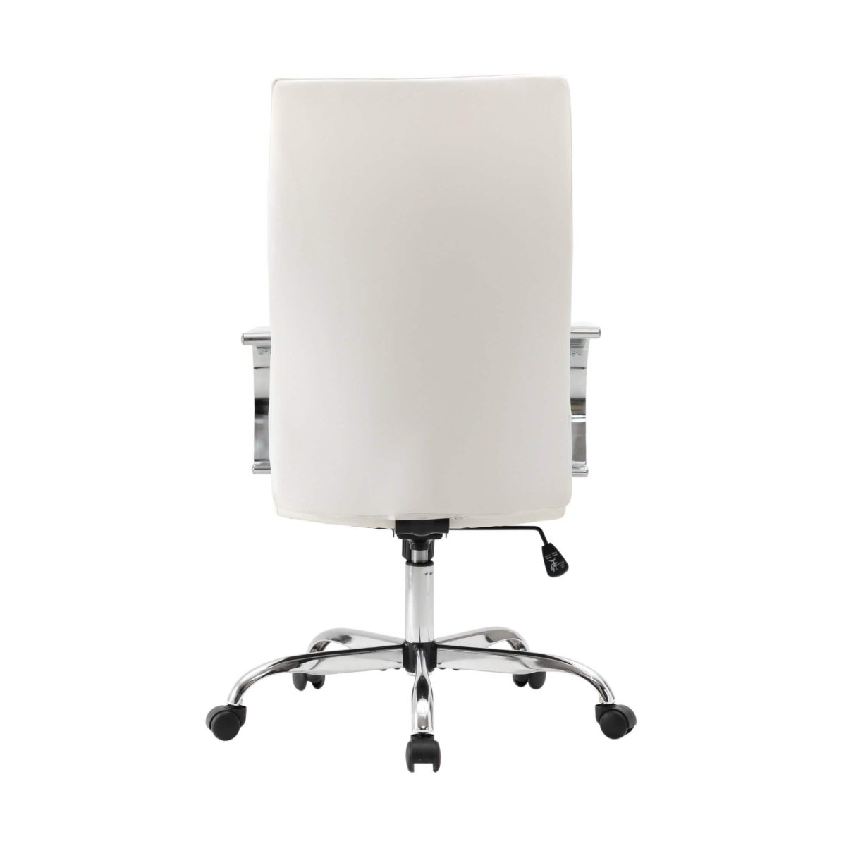 Sonora High-Back Leather Office Chair in Chrome Steel Base White Office Chair Leisuremod