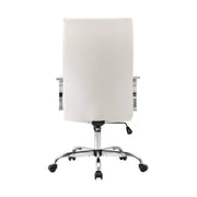 Sonora High-Back Leather Office Chair in Chrome Steel Base White Office Chair Leisuremod