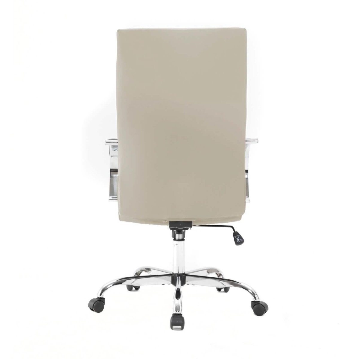 Sonora High-Back Leather Office Chair in Chrome Steel Base Tan Office Chair Leisuremod