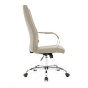 Sonora High-Back Leather Office Chair in Chrome Steel Base Tan Office Chair Leisuremod