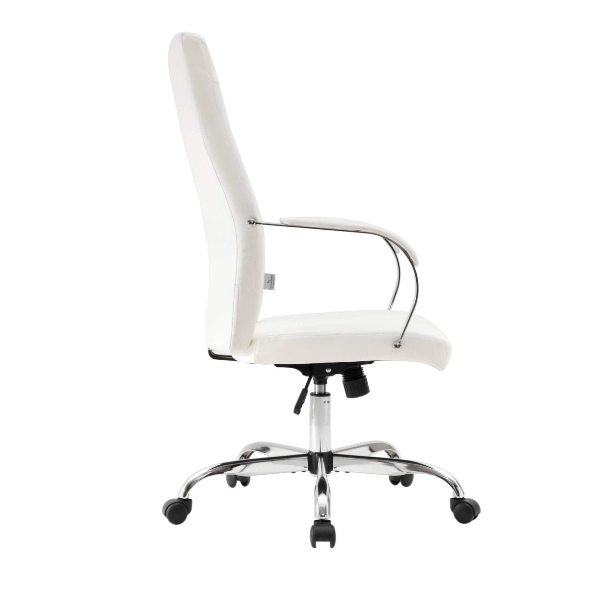 Sonora High-Back Leather Office Chair in Chrome Steel Base White Office Chair Leisuremod