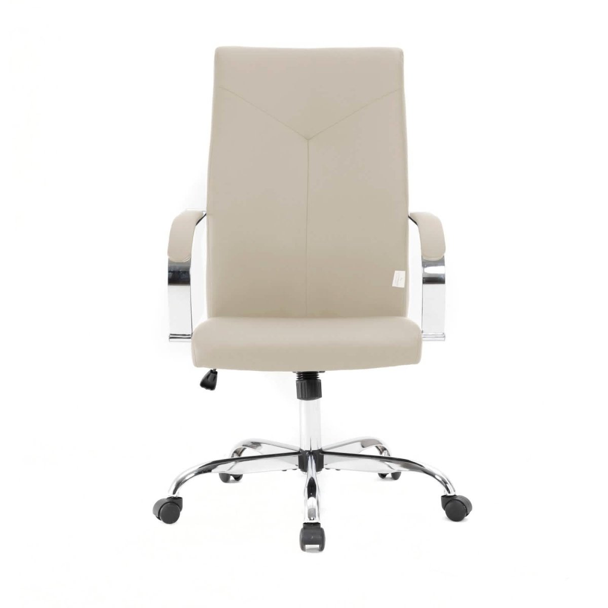 Sonora High-Back Leather Office Chair in Chrome Steel Base Tan Office Chair Leisuremod