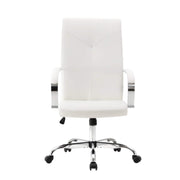 Sonora High-Back Leather Office Chair in Chrome Steel Base White Office Chair Leisuremod