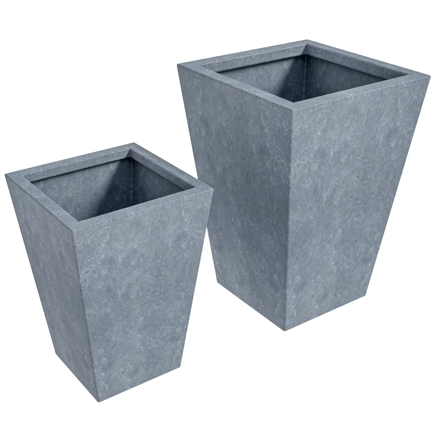 Serene Modern Fiberstone and Clay Tapered Square Planter Pot with Drainage Holes - Elax Furniture