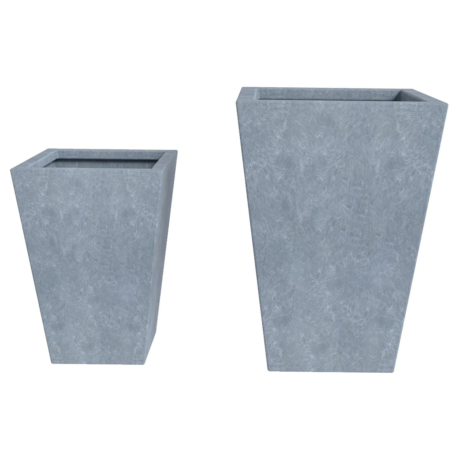 Serene Modern Fiberstone and Clay Tapered Square Planter Pot with Drainage Holes - Elax Furniture