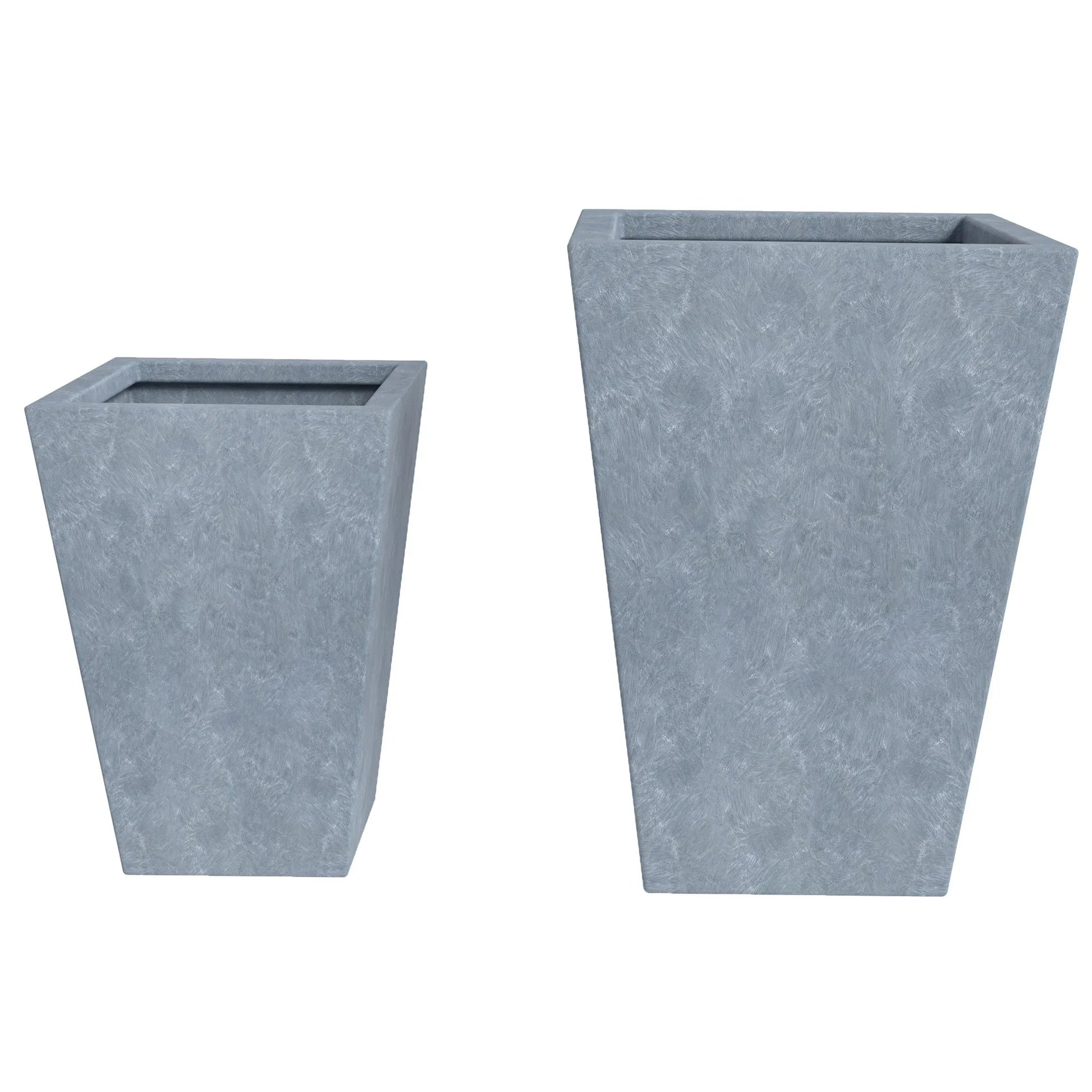 Serene Modern Fiberstone and Clay Tapered Square Planter Pot with Drainage Holes - Elax Furniture