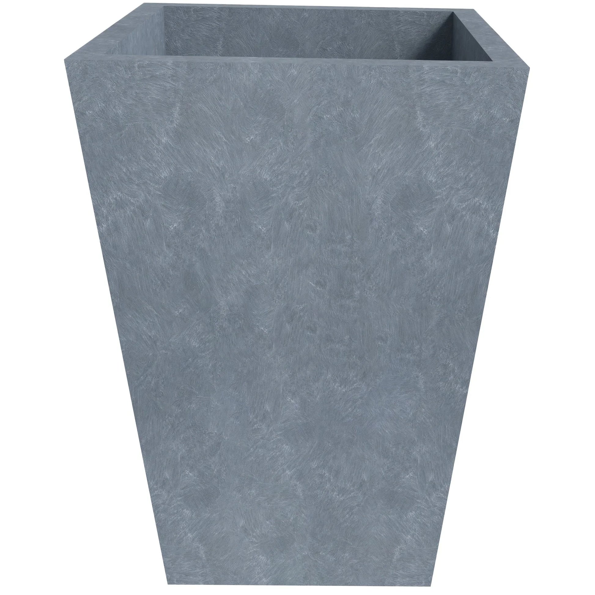 Serene Modern Fiberstone and Clay Tapered Square Planter Pot with Drainage Holes - Elax Furniture