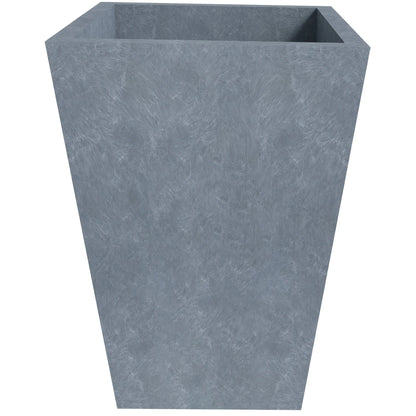 Serene Modern Fiberstone and Clay Tapered Square Planter Pot with Drainage Holes - Elax Furniture