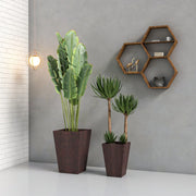 Serene Modern Fiberstone and Clay Tapered Square Planter Pot with Drainage Holes - Elax Furniture