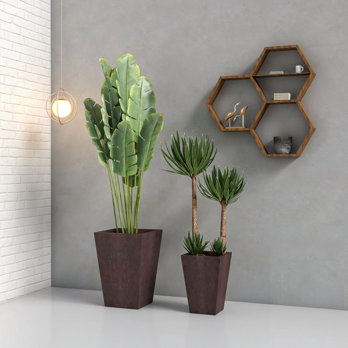 Tapered Square Plant Pot Fiberstone and Clay Manufacturer and Supplier USA - Elax Furniture