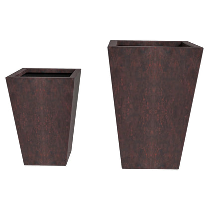 Serene Modern Fiberstone and Clay Tapered Square Planter Pot with Drainage Holes - Elax Furniture