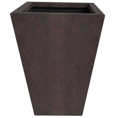 Serene Modern Fiberstone and Clay Tapered Square Planter Pot with Drainage Holes - Elax Furniture
