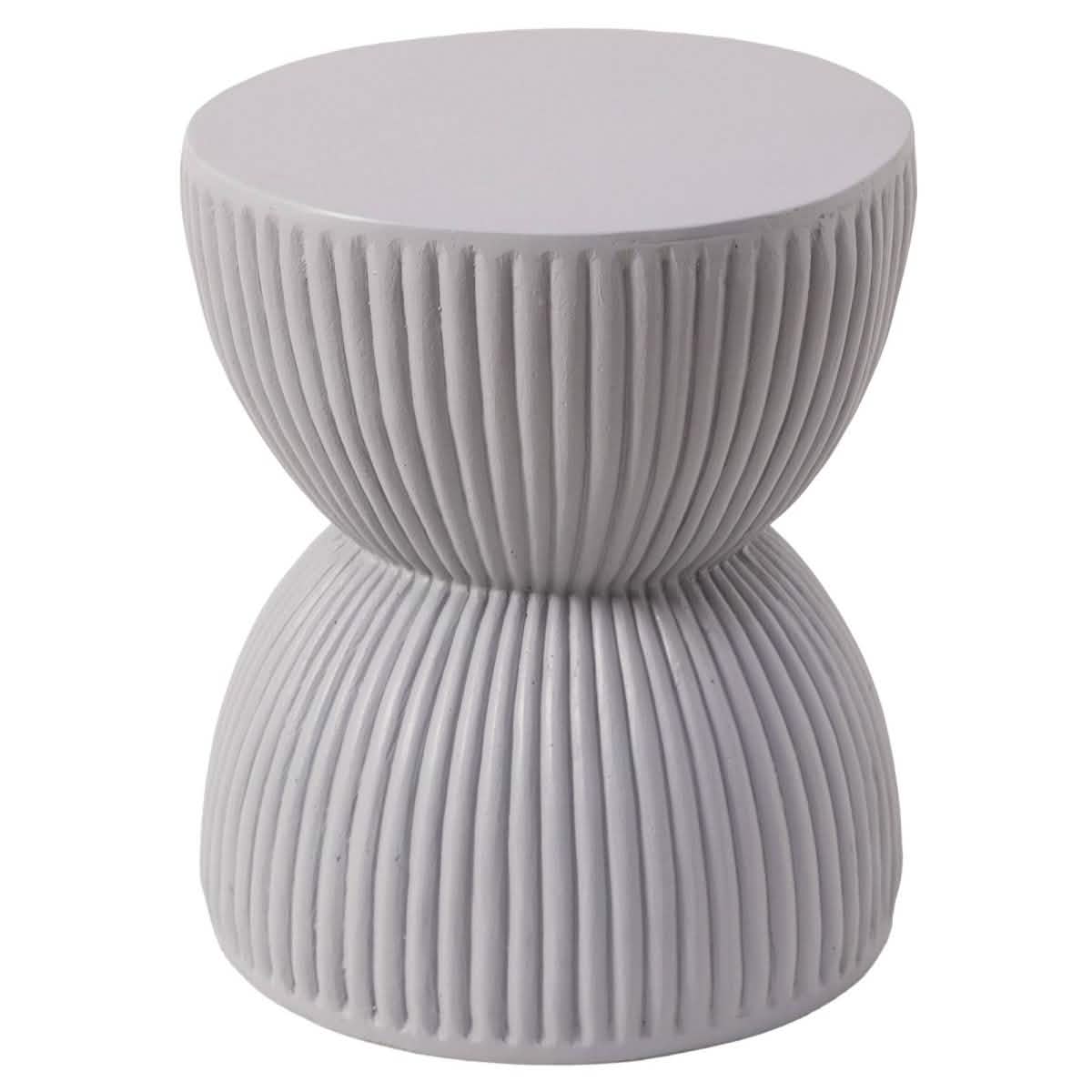 Spire 15" Wide Round Side Fiberstone Table With Hourglass Design Grey Side Table Leisuremod