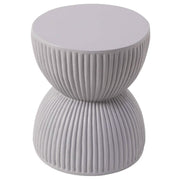 Spire 15" Wide Round Side Fiberstone Table With Hourglass Design Grey Side Table Leisuremod