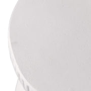 Spire 15" Wide Round Side Fiberstone Table With Hourglass Design White Side Table Leisuremod