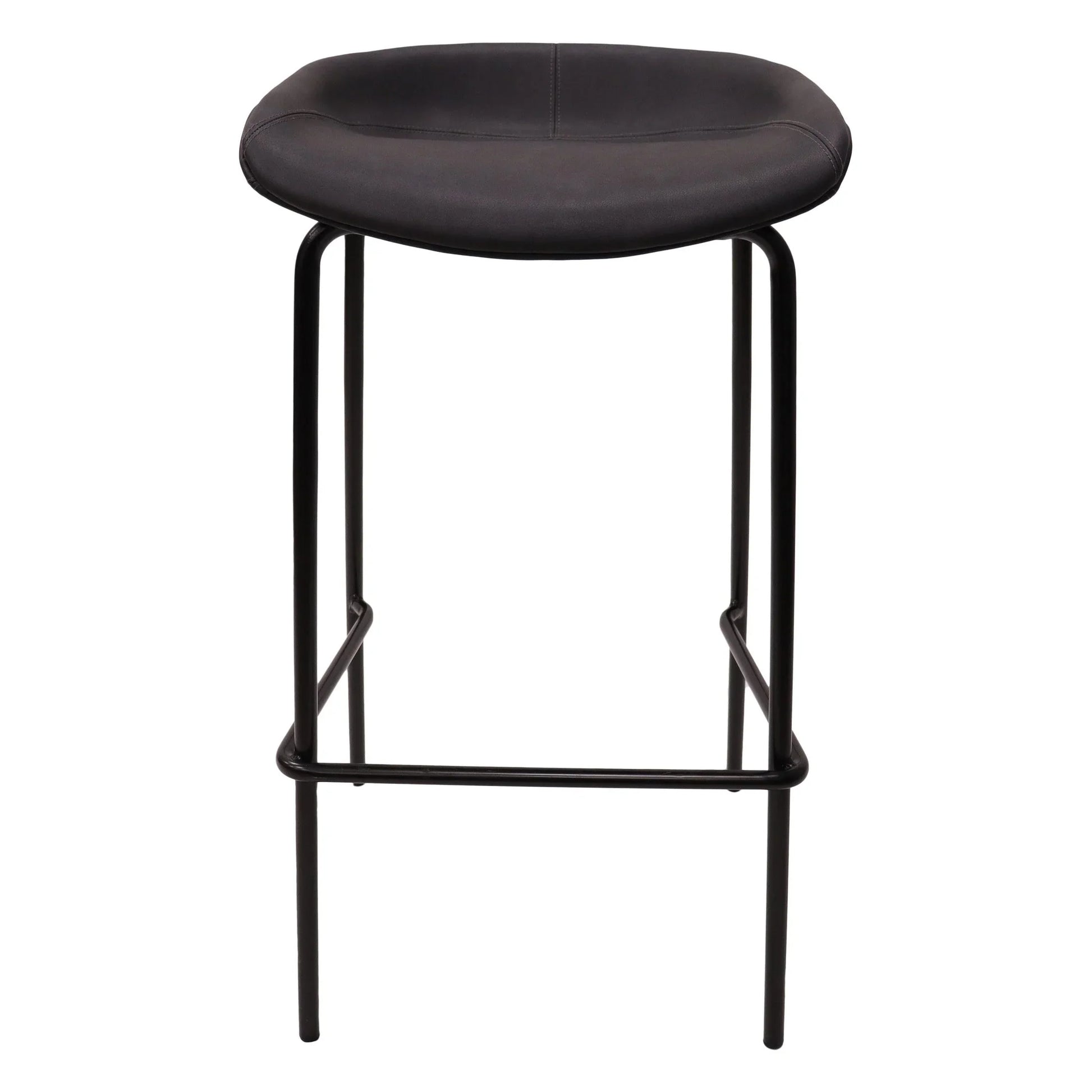 Servos Modern Barstool with Upholstered Leather Seat and Powder Coated Iron Frame Set of 2 - Elax Furniture