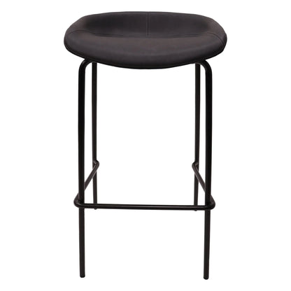 Servos Modern Barstool with Upholstered Leather Seat and Powder Coated Iron Frame Set of 2 - Elax Furniture