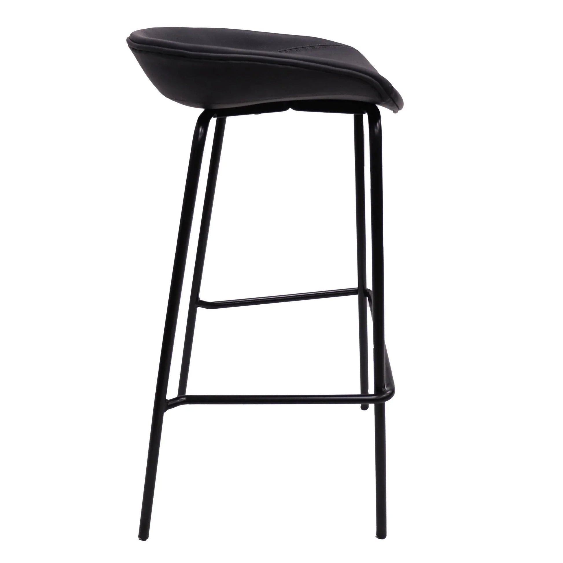 Servos Modern Barstool with Upholstered Leather Seat and Powder Coated Iron Frame Set of 2 - Elax Furniture