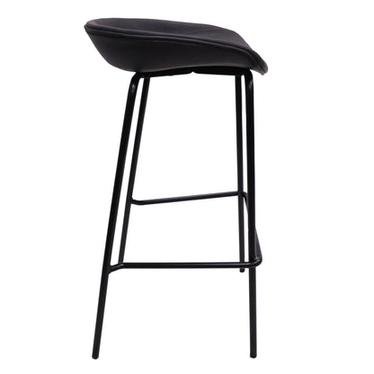 Servos Modern Barstool with Upholstered Leather Seat and Powder Coated Iron Frame Set of 2 - Elax Furniture