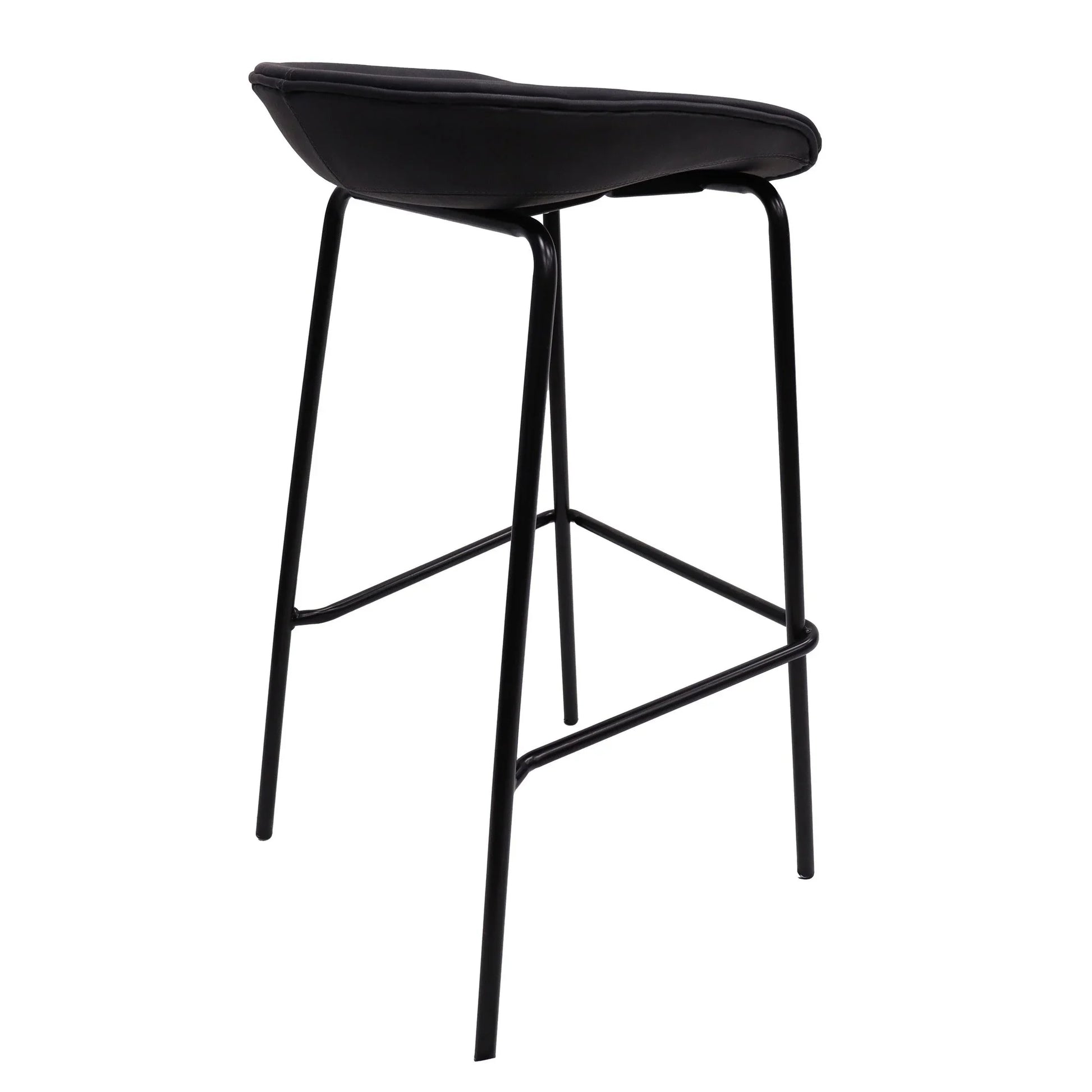 Servos Modern Barstool with Upholstered Leather Seat and Powder Coated Iron Frame Set of 2 - Elax Furniture