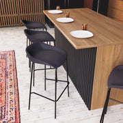 Servos Modern Barstool with Upholstered Faux Leather Seat and Powder Coated Iron Frame - Elax Furniture
