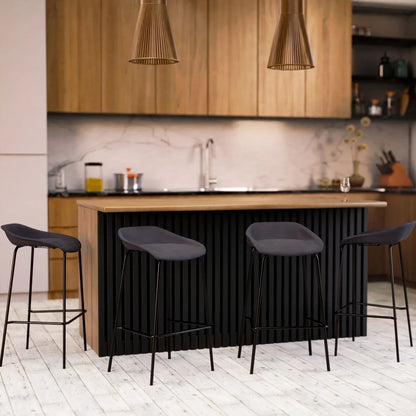 Servos Modern Barstool with Upholstered Faux Leather Seat and Powder Coated Iron Frame - Elax Furniture