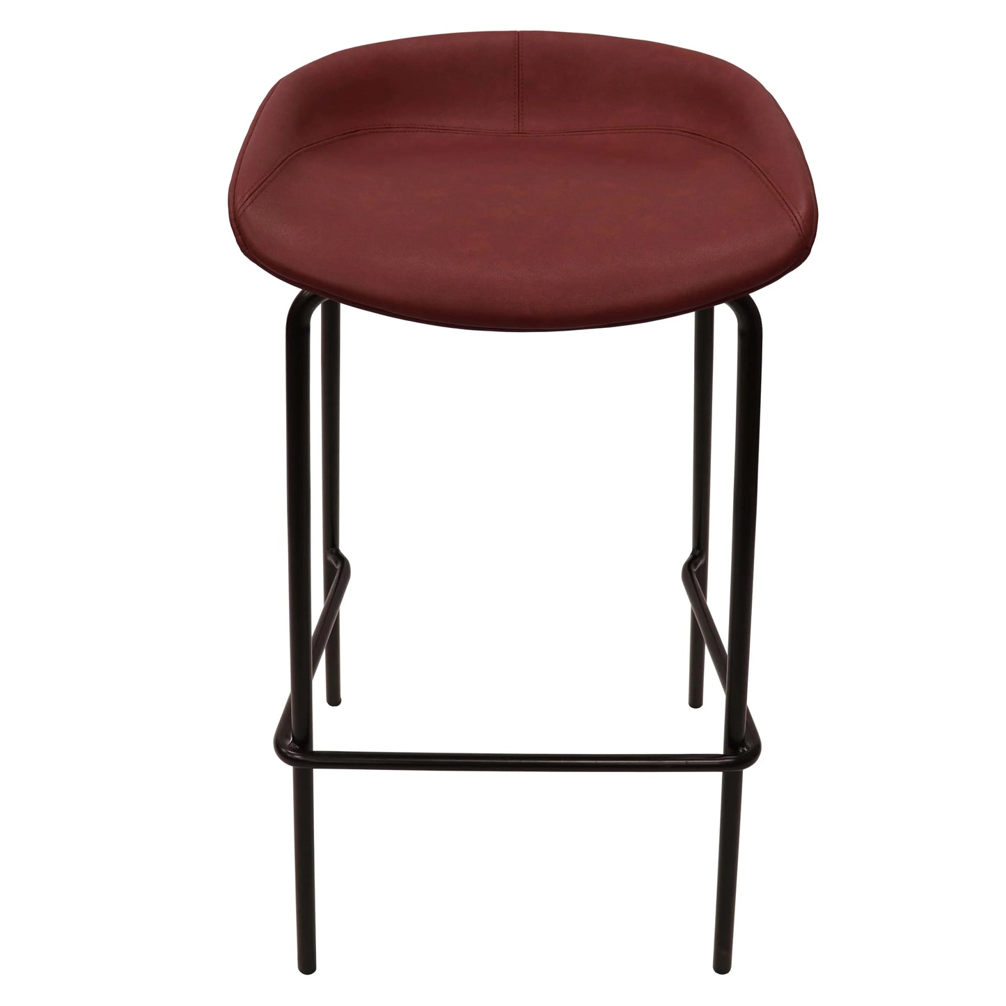 Servos Modern Barstool with Upholstered Leather Seat and Powder Coated Iron Frame Set of 2 - Elax Furniture