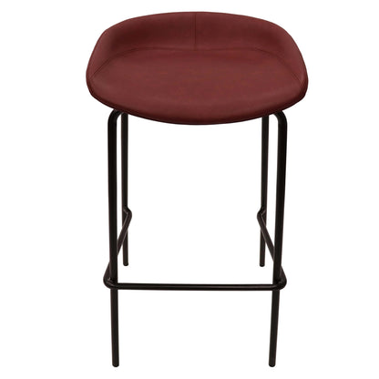Servos Modern Barstool with Upholstered Leather Seat and Powder Coated Iron Frame Set of 2 - Elax Furniture