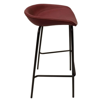 Servos Modern Barstool with Upholstered Leather Seat and Powder Coated Iron Frame Set of 2 - Elax Furniture
