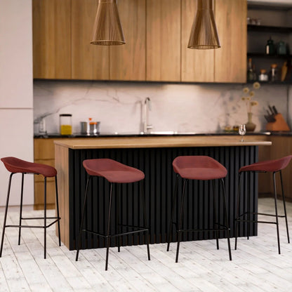 Servos Modern Barstool with Upholstered Faux Leather Seat and Powder Coated Iron Frame - Elax Furniture