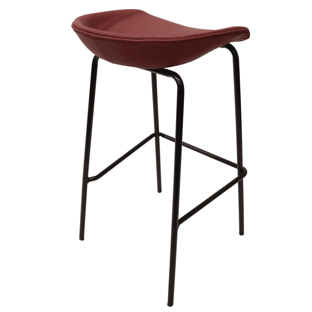 Servos Modern Barstool with Upholstered Faux Leather Seat and Powder Coated Iron Frame - Elax Furniture
