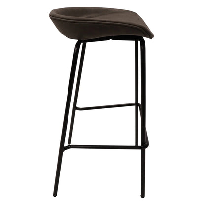 Servos Modern Barstool with Upholstered Leather Seat and Powder Coated Iron Frame Set of 2 - Elax Furniture