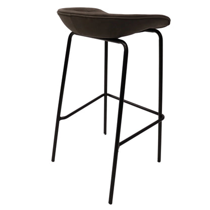 Servos Modern Barstool with Upholstered Leather Seat and Powder Coated Iron Frame Set of 2 - Elax Furniture
