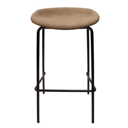 Servos Modern Barstool with Upholstered Leather Seat and Powder Coated Iron Frame Set of 2 - Elax Furniture