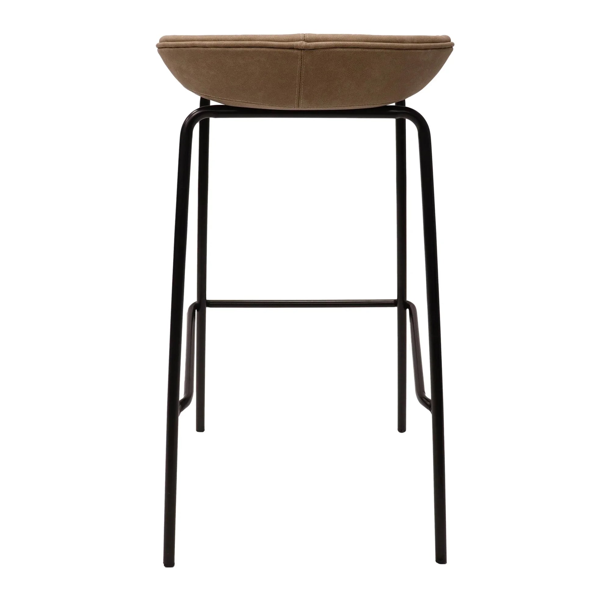 Servos Modern Barstool with Upholstered Leather Seat and Powder Coated Iron Frame Set of 2 - Elax Furniture